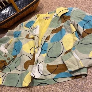 Transitions Silk and Linen Jacket Blazer Large Yellow Blue Green and More Colors